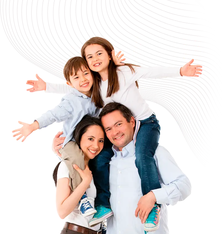 familia feliz con silueta